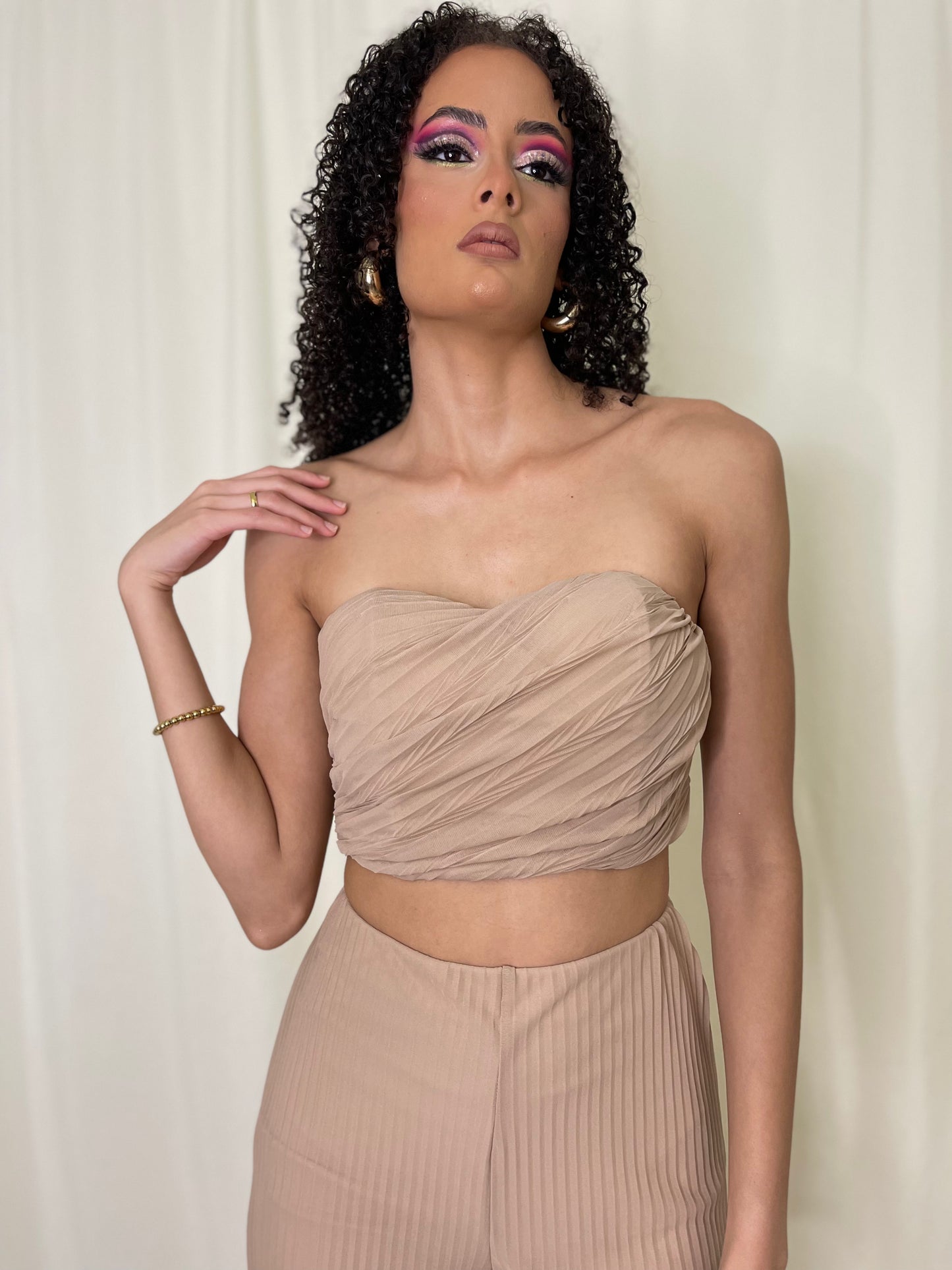 Mocha Pleated Pants Set