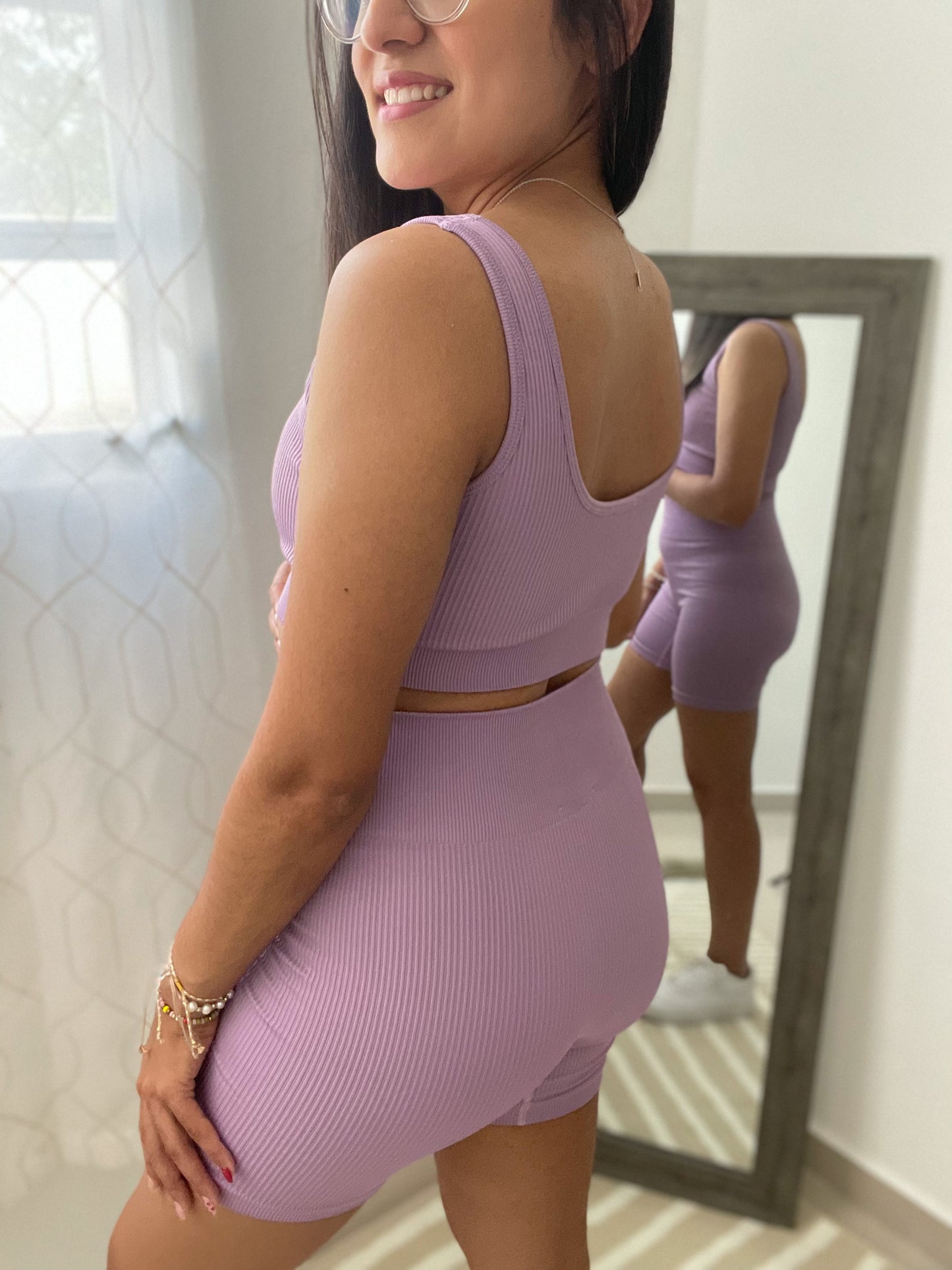 Lilac Biker Short Set