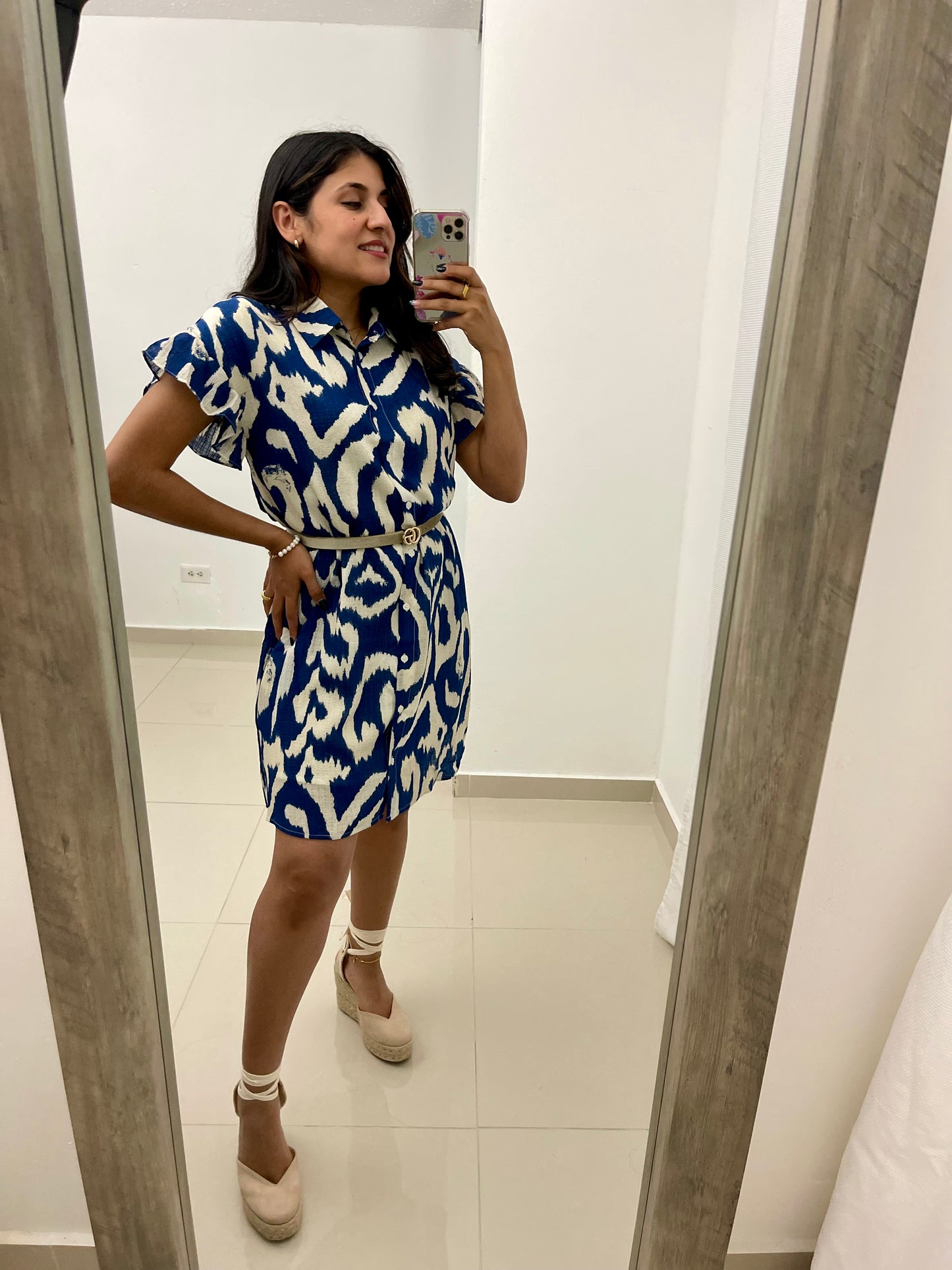 Abstract Button Down Dress